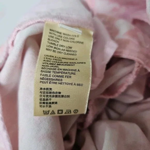 Anthropologie Jamie Chino Pants Sz 4 Pink Tie Dye Straight Cute 90s Floral Retro - Picture 8 of 9